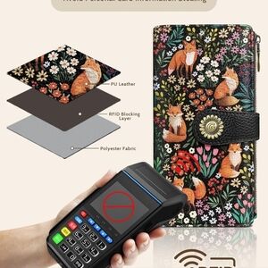 Floral Fox Pattern Wallet Phone Case